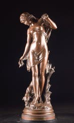 sculptuur, Gepatineerd bronzen beeld “Venus au Bain” / Venus, Antiek en Kunst