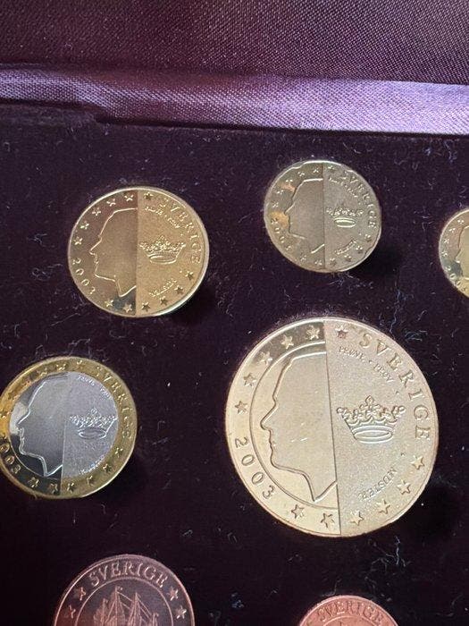 Zweden. Probe Set 2003 Pattern Euro Coin Collection Sweden 9, Postzegels en Munten, Munten | Europa | Niet-Euromunten