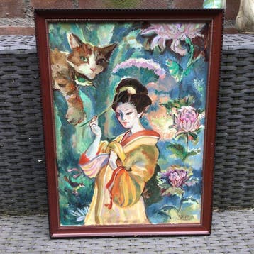 Borgen Lindhardt (1974) - Kimono meisje Nature met kat