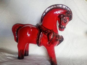 Bitossi - Aldo Londi - Beeldje, Cheval romain rouge - 27 cm