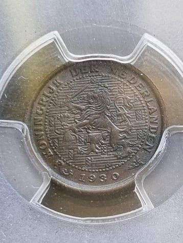 Nederland. Wilhelmina. 1/2 cent 1930 slab pcgs ms63 (Zonder, Postzegels en Munten