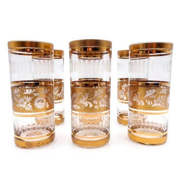 Splendido Set di Bicchieri Art Decò Alti Highball in, Antiek en Kunst