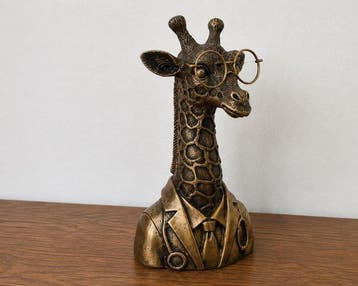 sculptuur, Giraffe Physician Bust with Glasses and Formal, Antiek en Kunst