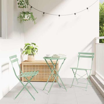 vidaXL Opvouwbare Bistroset 3 st Sea foam Staal, Verzenden, Nieuw