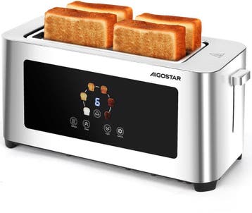 Broodrooster - Toaster - 4 sleuven - 1400W - RVS, Verzenden