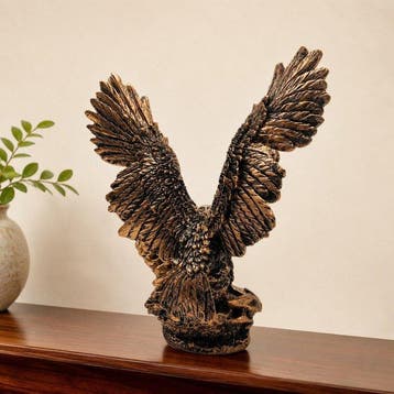 sculptuur, Bronze-Toned Eagle Sculpture with Raised