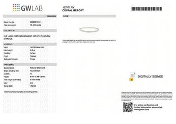 Zonder minimumprijs - Armband - 14 karaat Witgoud - 3.08ct.