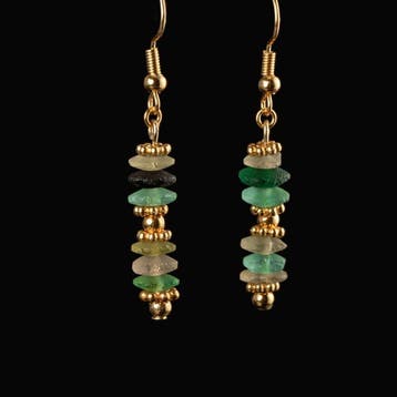 Oud-Romeins Earrings, met semi-transparante Romeinse glazen