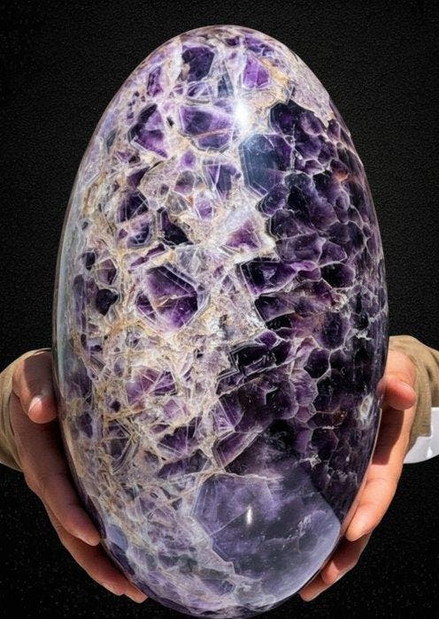 Grote 21,3 kg Chevron-amethystkwarts Dragon Egg - 36 cm -, Verzamelen, Mineralen en Fossielen