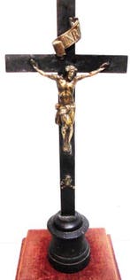 Crucifix - Bois, Argent - 1900-1910 - Avec un corps argenté