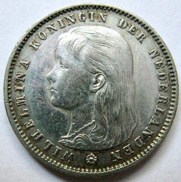 Nederland. Wilhelmina. 25 Cents 1893 | Schaars jaartal |