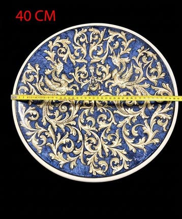 Albani Carlo - Gold 23.5 KT - 40cm - Cobalt Blue - Bord -, Antiek en Kunst