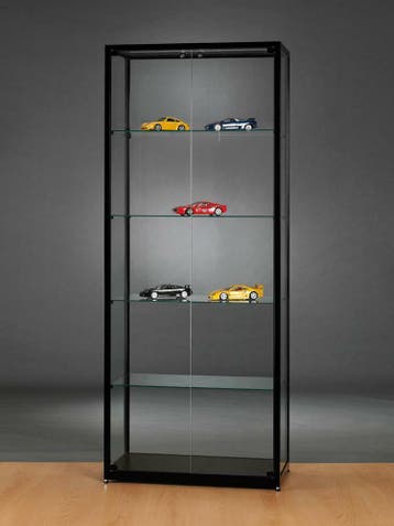 *TIP*  Luxe vitrinekast zwart 80 cm met glas en twee draaid, Ophalen of Verzenden