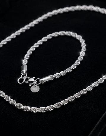 Zonder minimumprijs - Parure Zilver - Ketting en armband 925