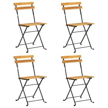 4 chaises bistrot pliantes acacia/acier - Seconde chance..., Verzenden