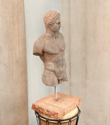 Sculpture, Dorso Eracle su base marmo - 46 cm - Pierre de