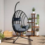 vidaXL Hangstoel met standaard rattan en staal, Verzenden, Nieuw