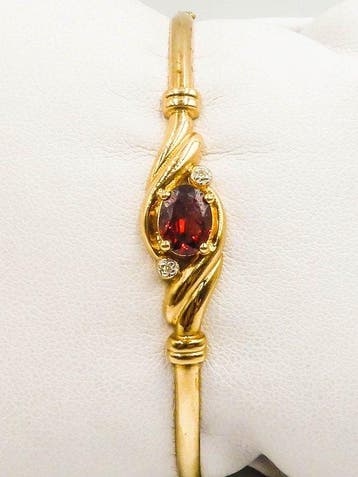 Bracelet - 10 carats Or jaune Grenat - Diamant