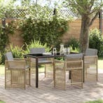 vidaXL Tuin Eettafel Set 5 pcs Beige poly rattan, Verzenden, Nieuw