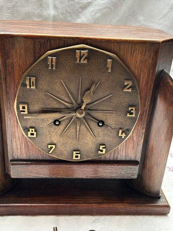 Amsterdamse School klok - Art Deco Hout - 1920-1930 -, Antiquités & Art