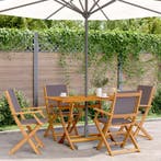 vidaXL 5-delige Tuinset massief hout en stof, Verzenden, Nieuw, Tuinset