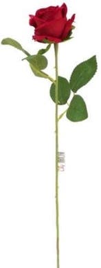 Zijden roos valentijnroos single rose rood met blad 70 cm, Nieuw