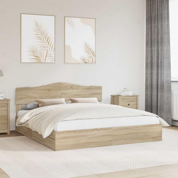 vidaXL Opbergbed met lade Sonoma Eik 180 x 200 cm Bewerkt, Maison & Meubles, Chambre à coucher | Lits, Envoi