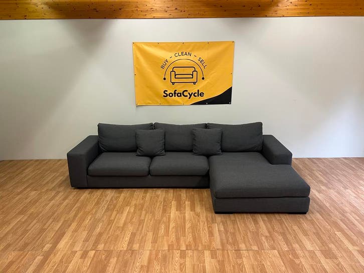 Zwarte hoekzetel - SofaCycle - Gereinigd - Levering mogelijk, Maison & Meubles, Canapés | Sofas & Chaises Longues, Enlèvement ou Envoi