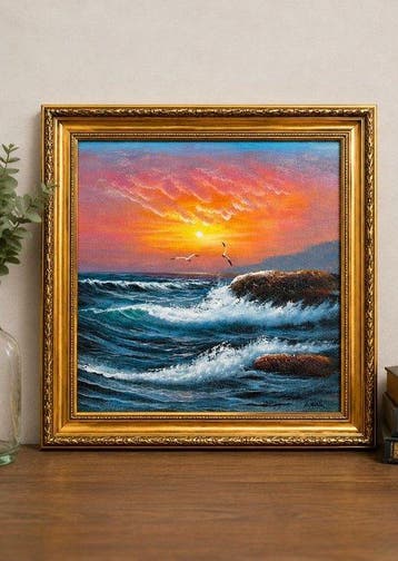 M. Santos - Impressionist Seascape at Sunset, Antiek en Kunst