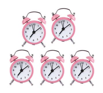 Set van 5 kleine wekkertjes, baby roze (op batterij), Verzenden, Nieuw