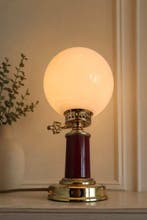 Lampe de table - Laiton et opaline - Lampe dhôtel vintage, Antiquités & Art, Antiquités | Éclairage