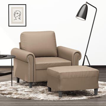 vidaXL Fauteuil met voetenbank / zetel 60 cm kunstleer, Verzenden, Nieuw