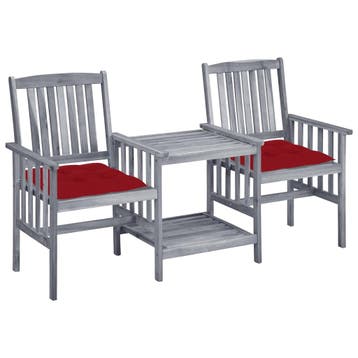 vidaXL Tuinstoelen met tafeltje en kussens massief, Verzenden, Nieuw