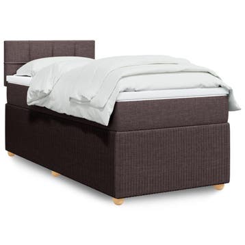 vidaXL Boxspring met matras stof donkerbruin 80x200 cm, Verzenden