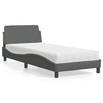 vidaXL Bed met matras Dover stof donkergrijs 80x200 cm, Verzenden, Nieuw