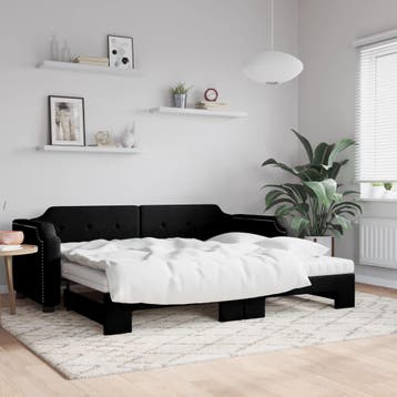 vidaXL Slaapbank met onderschuifbed en matrassen 90x200 cm, Verzenden