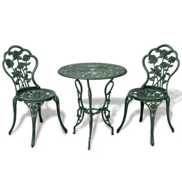 vidaXL 3-delige Bistroset gietaluminium groen, Verzenden, Nieuw