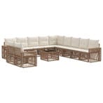vidaXL Tuinbank Set 12 pcs Beige en Crème Wit poly rattan, Verzenden