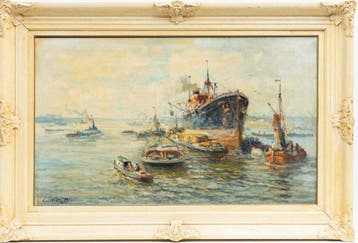 Evert Moll (1878-1955) - Schepen op de Rotterdamse Maas