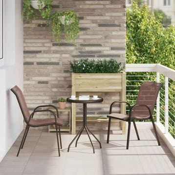 vidaXL Tuin Bistro Set 3 st Bruin Staal, Tuin en Terras, Verzenden, Nieuw