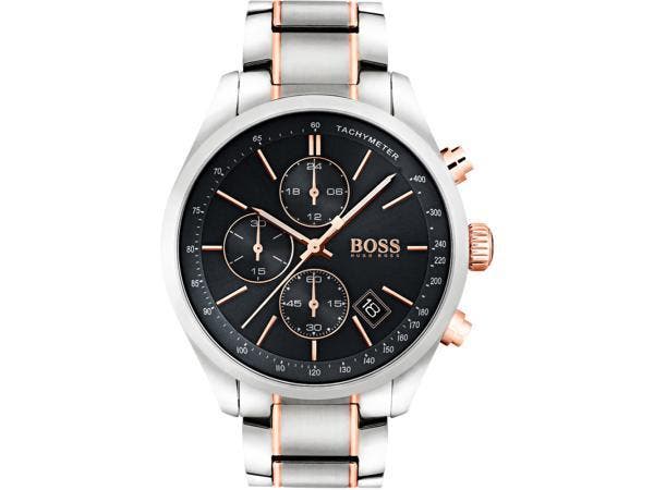 Veiling - Hugo Boss Horloge Grand Prix Zilver/Rose 44mm, Handtassen en Accessoires, Horloges | Heren
