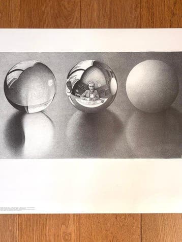 M.C. Escher - Original offset poster - Three spheres II