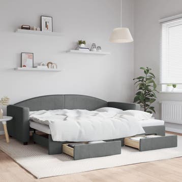 vidaXL Slaapbank onderschuifbed en lades 90x200 cm stof, Verzenden, Nieuw