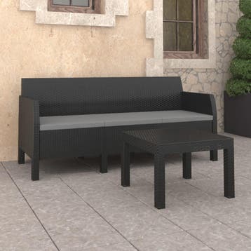 vidaXL 2-delige Loungeset met kussens PP rattan, Tuin en Terras, Verzenden, Nieuw, Loungeset