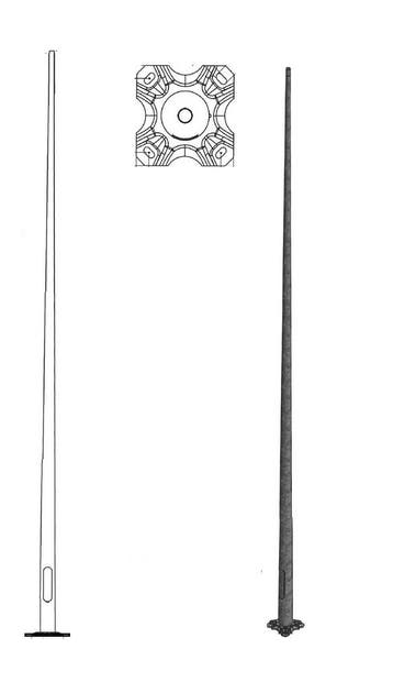 10 meter heavy duty conische stalen lantaarnpaal met voetpla, Verzenden