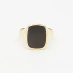 Ring - 14 karaat Geel goud Onyx, Handtassen en Accessoires, Ringen, Nieuw