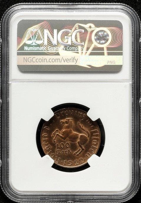 Duitsland, Westfalen 10 Mark 1921 - NGC AU58, Postzegels en Munten, Munten | Europa | Niet-Euromunten