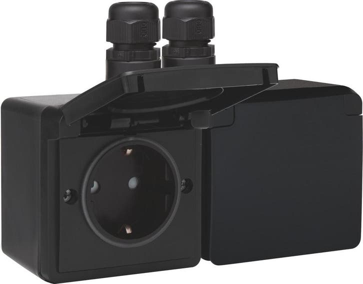 Dubbele Horizontale IP44 Stopcontactuitgang 16A 250V Zwart, Bricolage & Construction, Électricité & Câbles, Envoi
