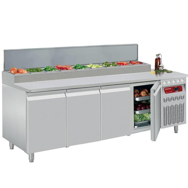 Koeltafel geventileerd, 4 deuren GN 1/1, 550 Lit.& gekoelde, Zakelijke goederen, Horeca | Keukenapparatuur, Koelen en Vriezen