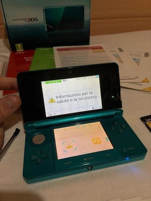Nintendo - Nintendo 3DS - Aqua Blue + Caricatore Originale +, Games en Spelcomputers, Spelcomputers | Overige Accessoires